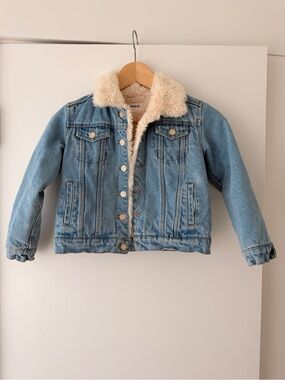 Mango Kids Sherpa-Lined Denim Jacket – Size 6–7Y / 116 cm – Excellent Condition